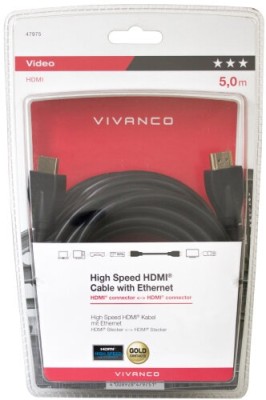 Кабель цифровой аудио-видео Vivanco High Speed HDMI папа/HDMI папа, 10.2 ГБит/с 5м